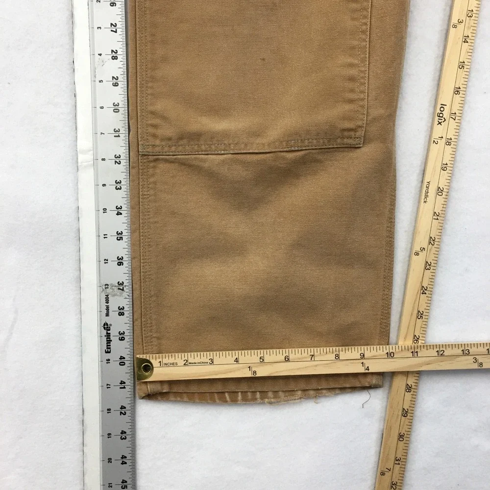 Carhartt Duck Bib Overalls Mens 38x30 Brown Cotton Canvas Double Knee Workwear